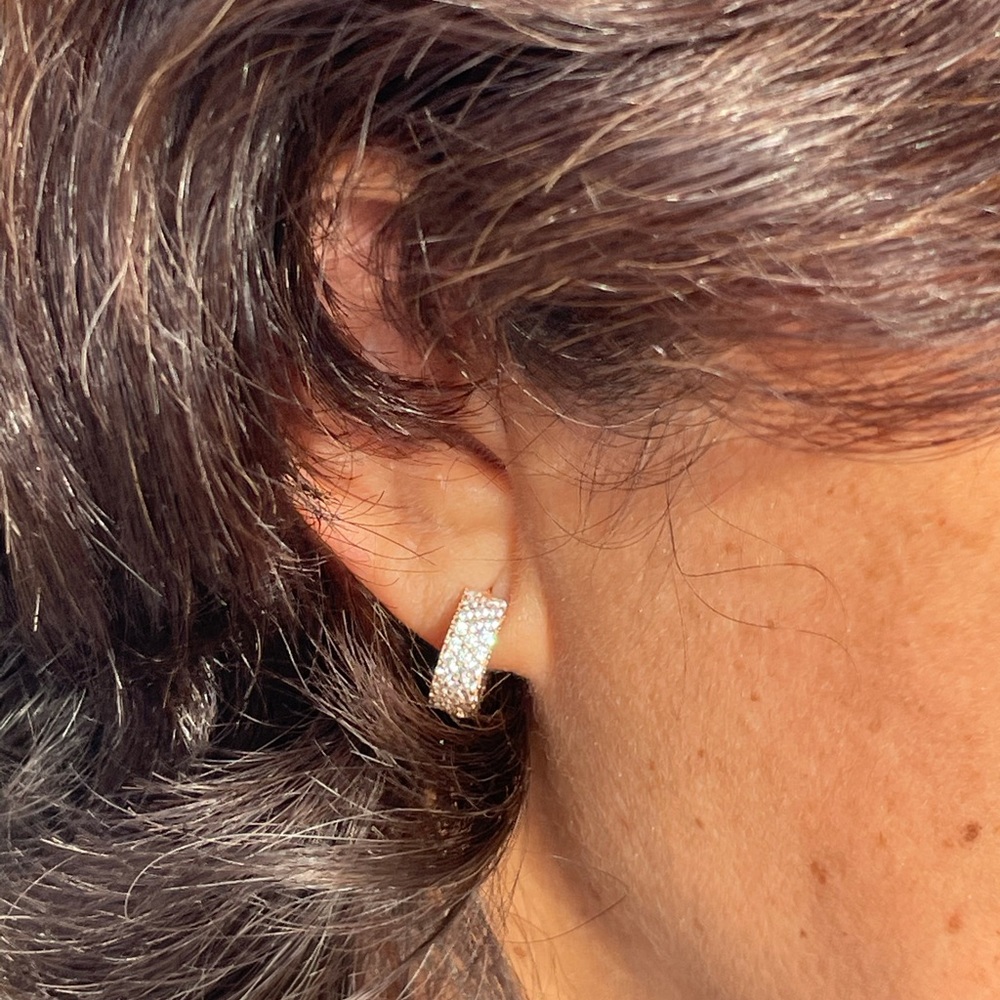 Rose gold cz hoop earrings,